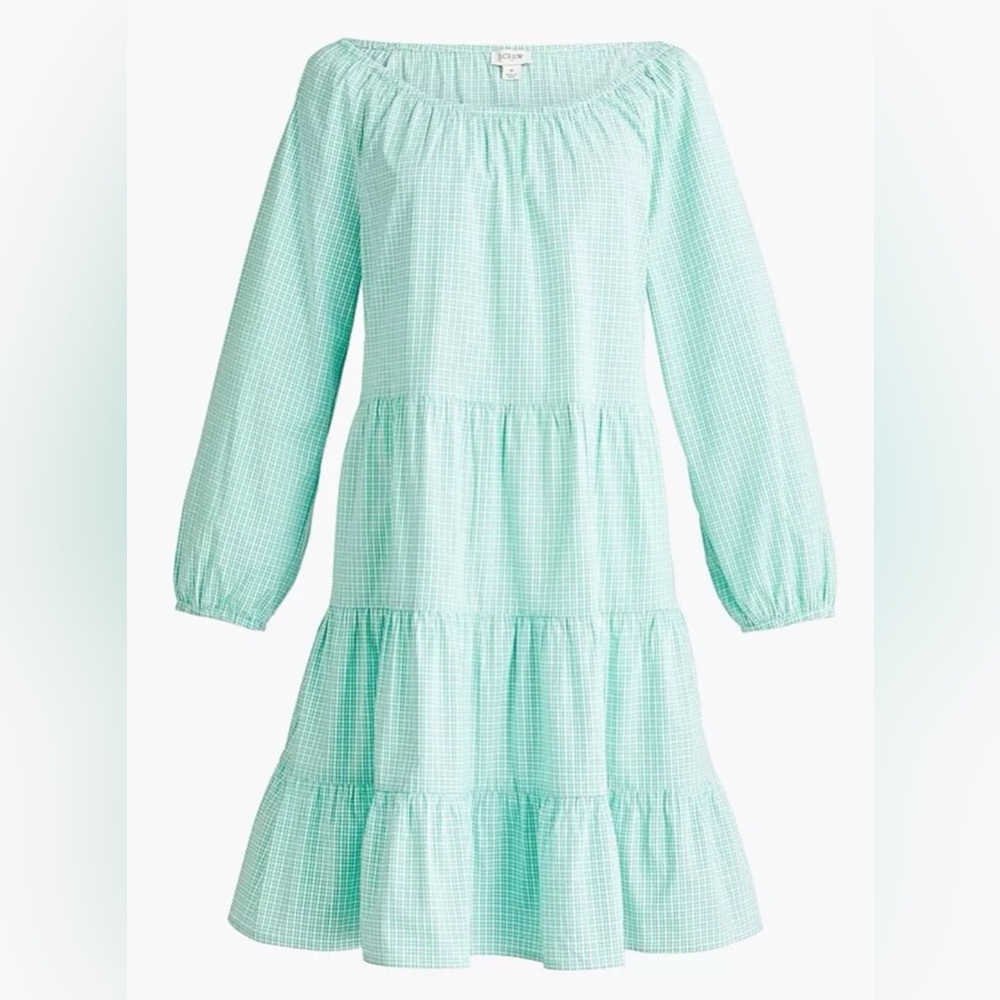 J. Crew Factory Gingham Tiered Mini Dress XL